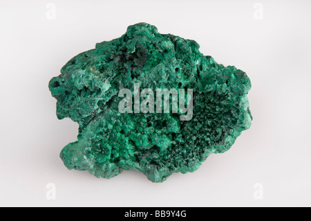 Malachite campione minerale su sfondo bianco Foto Stock