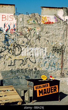 Muro di Berlino dopo la caduta del muro di Berlino, Berlino, Germania, Europa Foto Stock