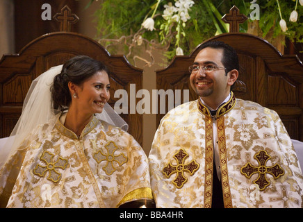 Sposa e lo sposo a nozze copta del Cairo in Egitto Foto Stock