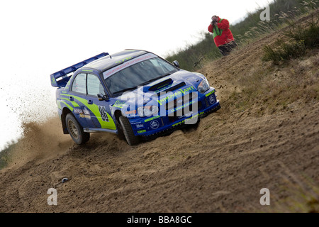Subaru Impreza WRC, deriva, Lausitz Rally, motorsportss, in Sassonia, Germania, Europa Foto Stock