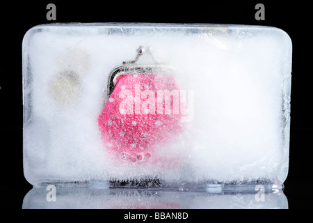 Un portamonete congelate in ghiaccio Foto Stock