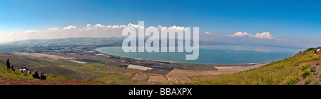 Israele Golan vista panoramica verso il mare di Galilea Aprile 2009 Foto Stock