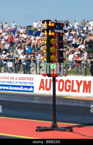 Il principale evento FIA European Drag Racing a Santa Pod Raceway, Wellingborough, Regno Unito Foto Stock