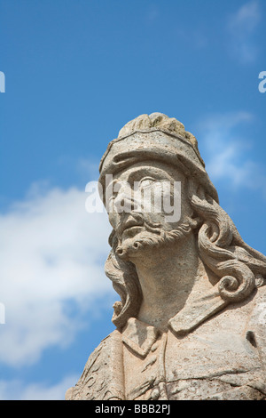 La scultura di pietra ollare del Biblicial profeti al santuario do Senhor Bom Jesus de Matosinhos costruita tra 1758 e 1771 Foto Stock