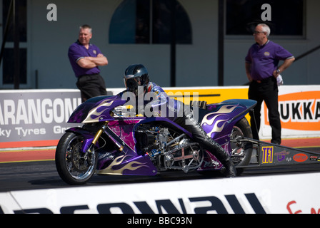 Il principale evento FIA European Drag Racing a Santa Pod Raceway, Wellingborough, Regno Unito Foto Stock