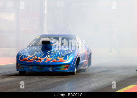 Il principale evento FIA European Drag Racing a Santa Pod Raceway, Wellingborough, Regno Unito Foto Stock