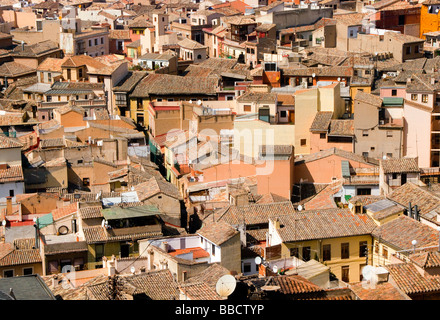 Vista aerea de la ciudad de toledo desde el vista Alcazar di Toledo e dall'Alcazar Foto Stock