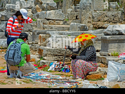 Stallo a Perge (Perge) antico sito, nei pressi di Antalya, Turchia Foto Stock