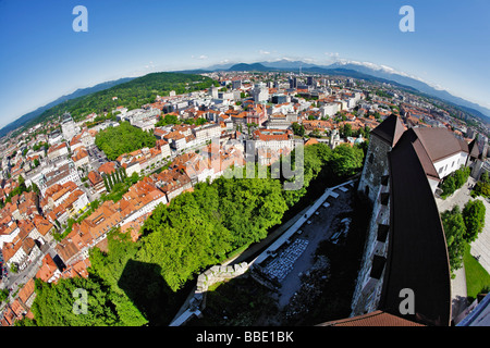 Vista aerea di Lubiana per le strade di architettura e di Ljubljana Slovenia Foto Stock