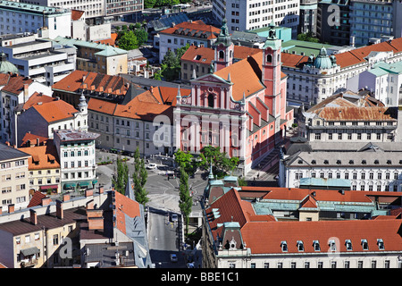 Vista aerea di Lubiana per le strade di architettura e di Ljubljana Slovenia Foto Stock