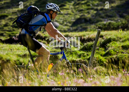 Mountain Biker, Alpbachtal, Tirolo del nord, Austria, Europa Foto Stock