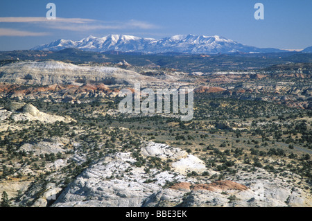 Il Henry Mountains con neve di primavera nello Utah Stati Uniti d'America Foto Stock