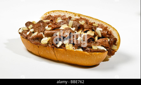 Fresche fatte Philly cheese steak sandwich. Classic South Philadelphia cibo. Foto Stock