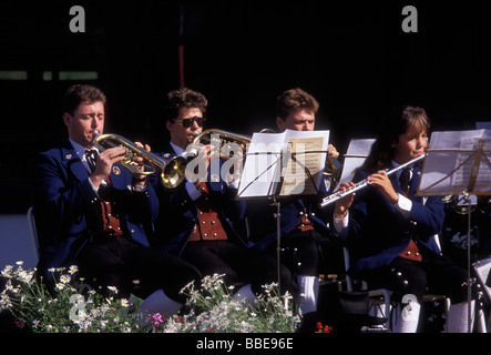 Gli austriaci, il popolo austriaco, musicisti, località di Lech am Arlberg Lech am Arlberg, Voralberg, Austria, Europa Foto Stock