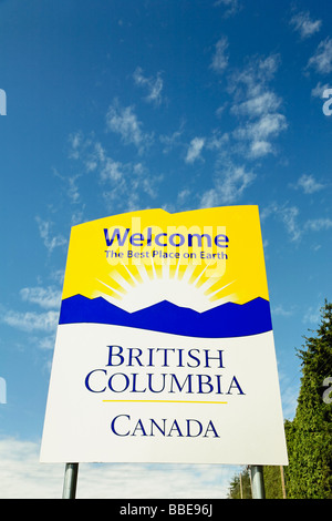 Benvenuti in British Columbia Canada cartello stradale. Foto Stock