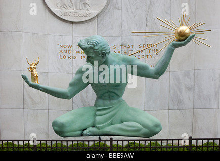 Detroit Michigan lo spirito di Detroit scultura da Marshall Fredericks al Coleman giovani Edificio Comunale Foto Stock