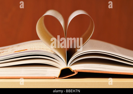 Prenota con pagine simili a forma di cuore Foto Stock