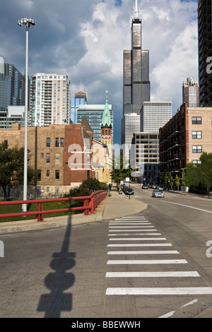 Ombra di interstatali 90 e 94 nel centro di Chicago Foto Stock