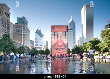 La corona della fontana, il Millennium Park, Chicago, Illinois Foto Stock