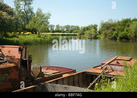 Canoisti sul Fiume Tamigi a monte di Oxford Regno Unito Foto Stock