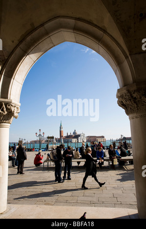 Venezia, Palazzo Ducale, la chiesa di San Giorgio Maggiore Foto Stock