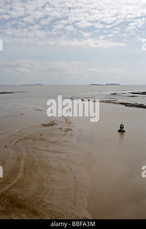 Velme in Severn Estuary, canale di approccio al "Cardiff Bay barrage' Wales coast, costa gallese Foto Stock