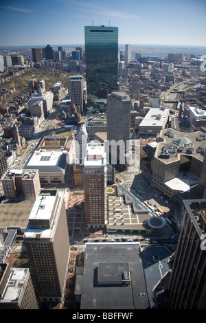 Boston city vista dall'edificio prudenziali Foto Stock