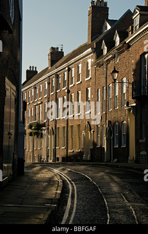 Georgian street shrewsbury città case a schiera Foto Stock