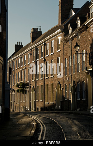 Georgian street shrewsbury città case a schiera Foto Stock