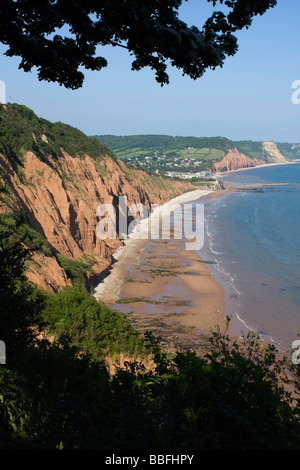 Sidmouth vista sud ovest sentiero costiero scenario south devon vicino ladram bay Inghilterra uk gb Foto Stock