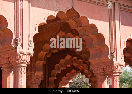 Diwan i Am o sala del pubblico nella Red Fort di Delhi India Foto Stock