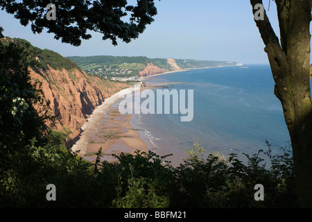 Sidmouth vista sud ovest sentiero costiero scenario south devon vicino ladram bay Inghilterra uk gb Foto Stock