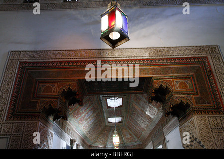 Africa, Nord Africa, Marocco Marrakech, Medina, Mellah, Palazzo Bahia, interno, soffitto decorato Foto Stock