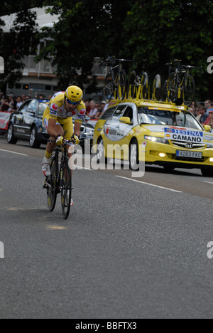 Piloti e la folla Tour de France 2007 Londra prova a tempo Foto Stock