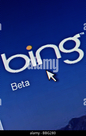 Macro screenshot del sito web di Bing - il nuovo motore di ricerca su internet lanciato da Microsoft nel giugno 2009 (solo uso editoriale). Foto Stock