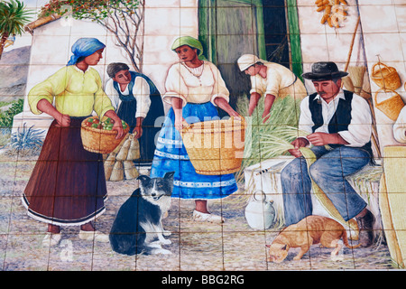 Parete Tliled in Ingenio su Gran Canaria Foto Stock