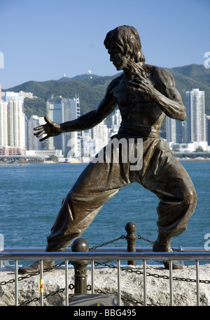 Bruce Lee statua, Viale delle Stelle, Kowloon Foto Stock