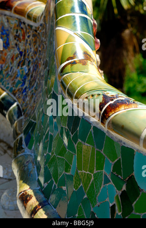 Piastrella dettaglio Park Guell, Barcellona Foto Stock