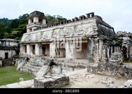 Palace tempio, tempio Maya vicino a Palenque, Chiapas, Messico, America Centrale Foto Stock