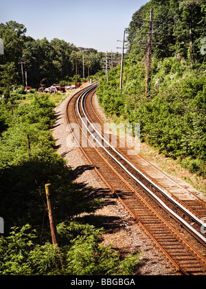 Ferrovia di Long Island attraverso il Great Neck New York NY Foto Stock