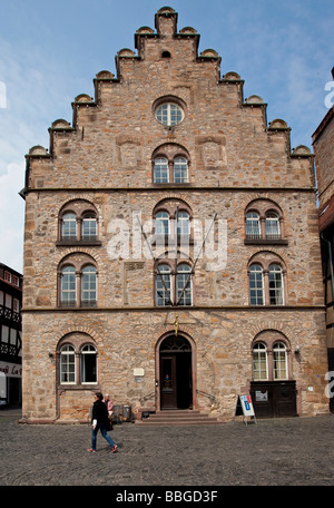 Alsfeld piazza del mercato con la Casa del Vino, città storica, Alsfeld, Hesse, Germania, Europa Foto Stock