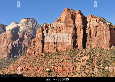 Formazione di roccia nel Parco Nazionale di Zion, Utah, Stati Uniti d'America Foto Stock