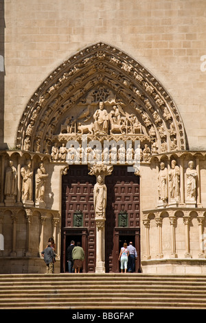 Porta Sarmental cattedrale di stile gotico in Burgos Castilla Leon Spagna Foto Stock