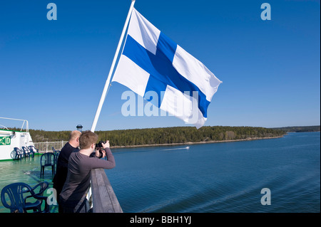 Traghetti passeggeri lasciando Turku per Isole Aland in Finlandia Foto Stock