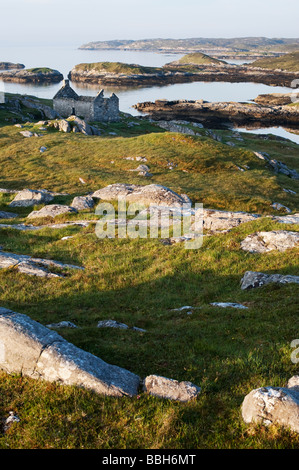 Fienile abbandonati su South Harris costa , Ebridi Esterne, Scozia Foto Stock