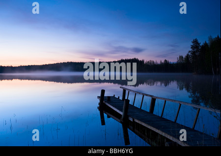 Paesaggio tranquillo ar alba Lakeland Carelia Finlandia Foto Stock