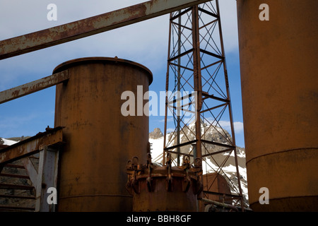 Apparecchiatura nella vecchia città di caccia alle balene di Grytviken, Isola Georgia del Sud, Antartide Foto Stock