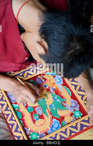 Thangka pittura. Norbulingka Istituto. Dharamsala. Himachal Pradesh. India Foto Stock