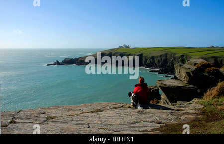 La lucertola e Lizard faro, Cornwall, Gran Bretagna, Regno Unito Foto Stock
