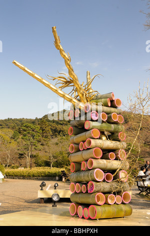 Ikebana scultura fatta di bambù nel Parco di Maruyama, Kyoto, Giappone, Asia Foto Stock